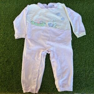 Vtg Itsy Bitsy Sleeper Noahs Ark Embroidered Pink Romper Toddler Girls Size 2T‎